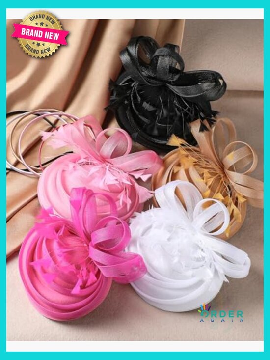 Elegant Feather Mesh Fascinator Hat Dual-Wear Headband & Clip Derby Party